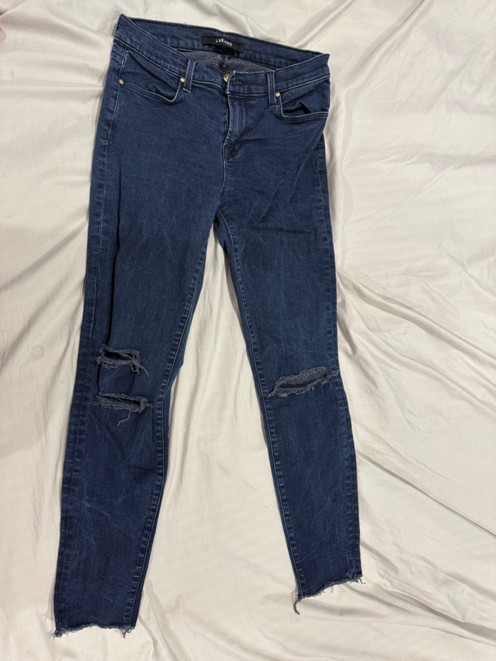 J Brand Dark Blue Distressed Skinny Jeans